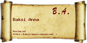 Baksi Anna névjegykártya