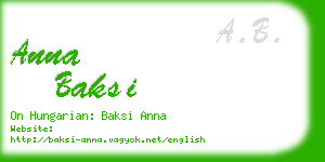 anna baksi business card